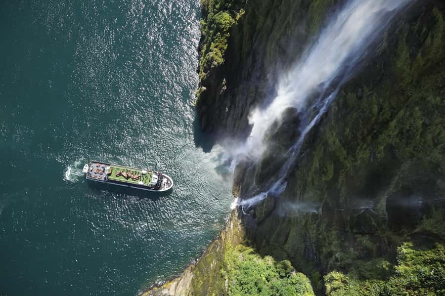 From Queenstown: Milford Sound Cruise and Coach Day Tour - The Milford Sound cruise: waterfalls up close, wildlife on the lookout